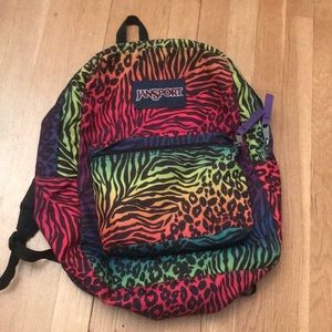 Multicolor animal print Jansport backpack